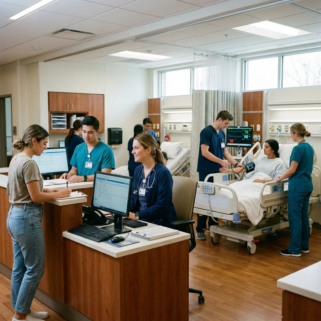 Students performing hospital operations simulation at Annamal Institute