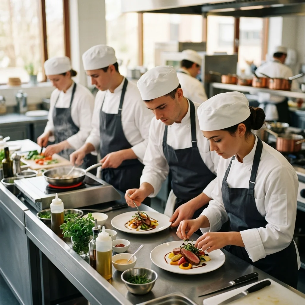 B.Voc in Hotel Management students practicing kitchen service at Annamal Institute Chennai